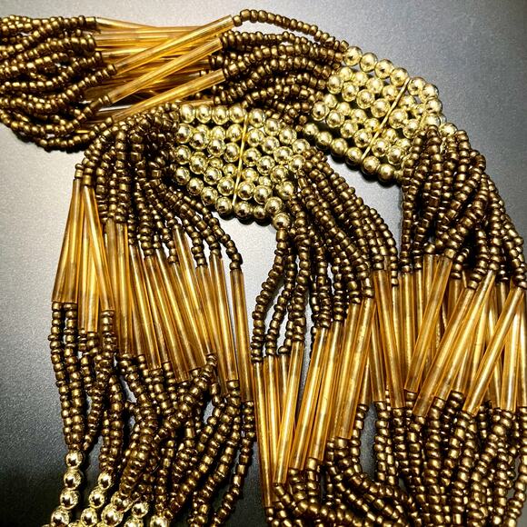 Boho Gold Beaded Layered Necklace - Picture 5 of 7
